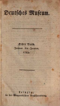 Deutsches Museum : auf das Jahr .... 1783,1