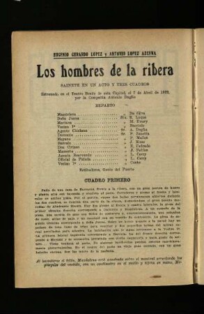 Los hombres de la ribera : sainete en un acto y tres cuadros