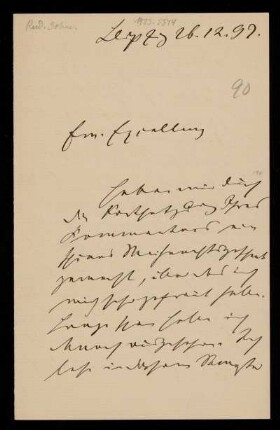 90: Brief von Rudolph Sohm an Gottlieb Planck, Leipzig, 26.12.1899
