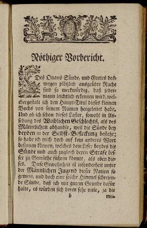 Nöthiger Vorbericht