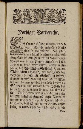 Nöthiger Vorbericht