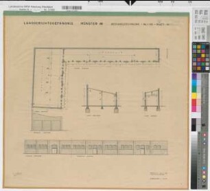 Münster (Münster) Landgerichtsgefängnis Blatt 14 Lagerraum Grundriß, Ansichten, Schnitte 1957 1 : 100 61 x 64 Zeichnung Staatshochbauamt Münster