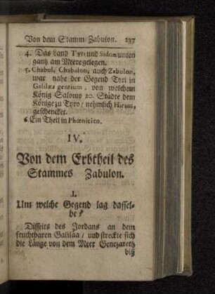 IV. Von dem Erbtheil des Stammes Zabulon.