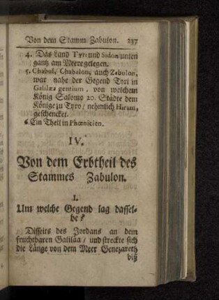 IV. Von dem Erbtheil des Stammes Zabulon.