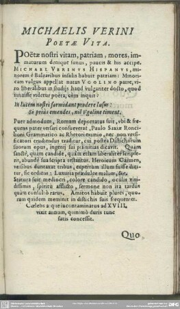 Michaelis Verini Poetae Vita