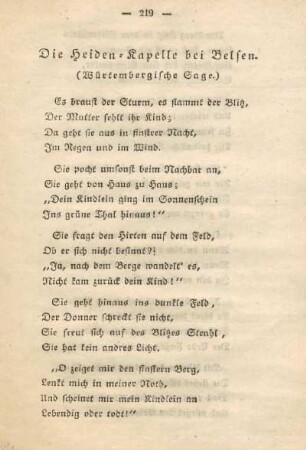 Die Heiden-Kapelle bei Belsen (Würtembergische Sage)