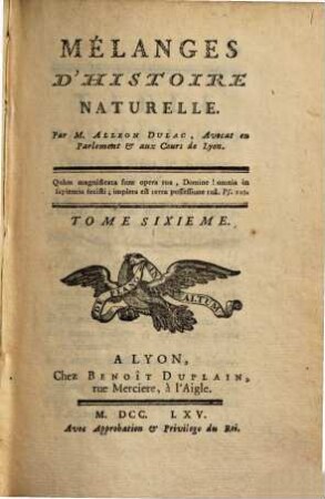 Mélanges d'histoire naturelle, 6
