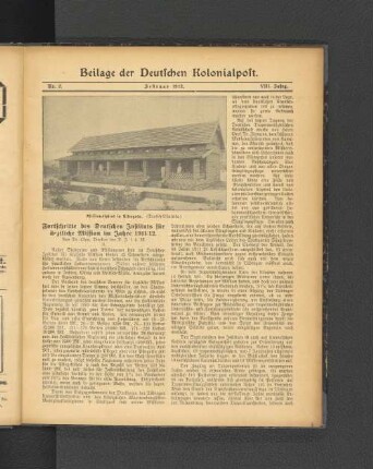 Beilage der Deutschen Kolonialpost. Nr.2 Februar 1913. VIII. Jahrg.