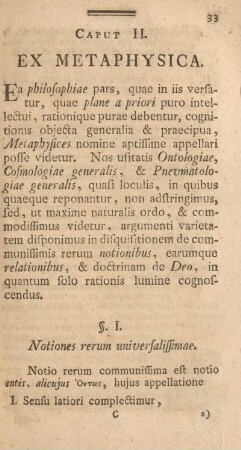 Caput II. Ex metaphysica.