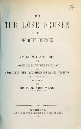 Über tubulöse Drüsen in den Speicheldrüsen