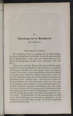 IV. Bemerkungen aus der Spruchpraxis