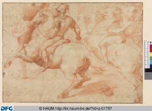 Die rechte Reitergruppe aus Raffaels Fresko "Die Begegnung Leos I. mit Attila" in der Stanza d'Eliodoro, Vatikan