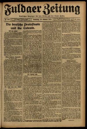 Erste Ausgabe vom Samstag, den 29. Oktober 1921.