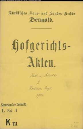 Kestner, Hofgerichtssekretär gegen Amtsvogt Kestner zu Heiden - Schuldforderung