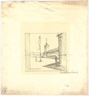 Bestelmeyer, German; Schneidemühl; Bebauungsplan - Rathausplatz (Perspektive)