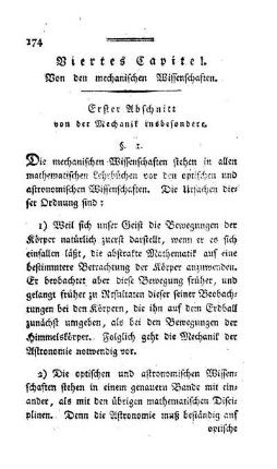 Viertes Capitel. Von den mechanischen Wissenschaften
