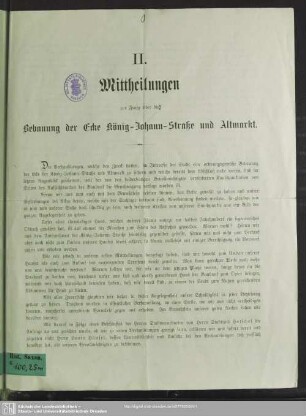 2: Mittheilungen zur Frage über die Bebauung der König Johann-Strasse und Altmarkt