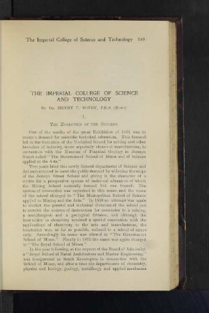 The Imperial College of Science and Technology