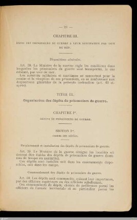Titre III - Organisation des dépôts de prisonniers de guerre