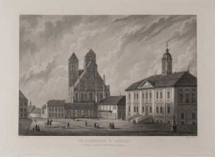 Prenzlau: Marktplatz mit Rathaus, Marienkirche (Brandenburgisches Album, Blatt 57)