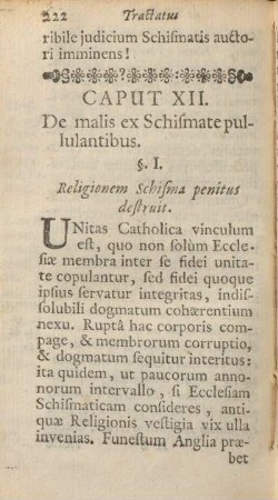 Caput XII. De malis ex schismate pullulantibus.