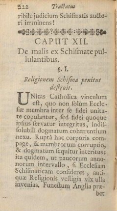 Caput XII. De malis ex schismate pullulantibus.