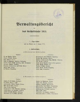 Verwaltungsbericht für das Geschäftsjahr 1913.