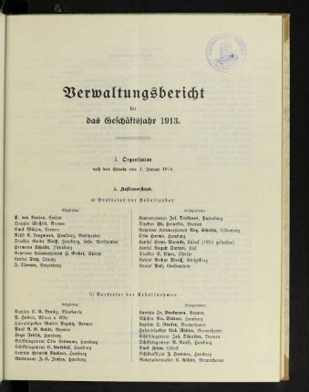 Verwaltungsbericht für das Geschäftsjahr 1913.