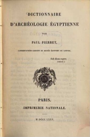 Dictionnaire d'archéologie Égyptienne