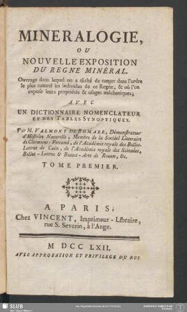 1: Minéralogie, Ou Nouvelle Exposition Du Règne Minéral