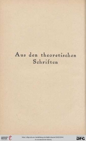 Aus den theoretischen Schriften