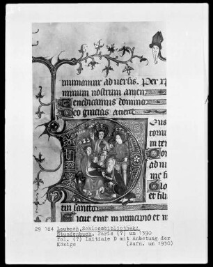 Stundenbuch: Initiale D mit Anbetung der Könige, fol. (?)