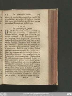 Cap. IV. De Controversiis Rerum.