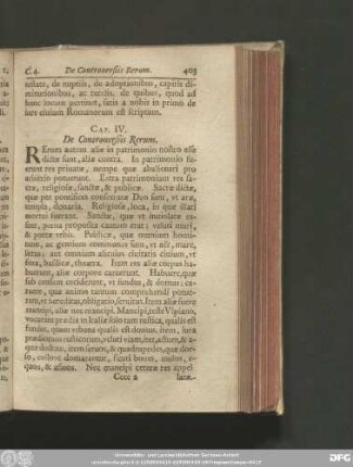 Cap. IV. De Controversiis Rerum.