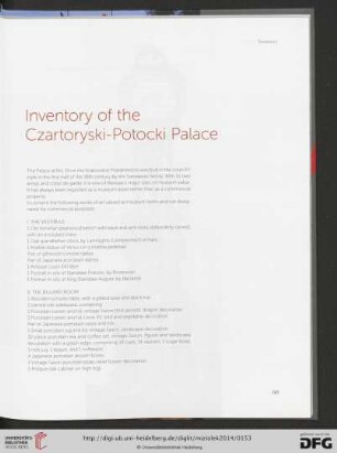 Inventory of the Czartoryski-Potocki Palace