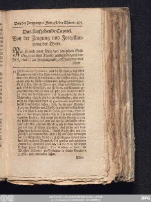 Das funfzehende Capitel. Von der Zeugung und Fortpflanzung der Thiere.