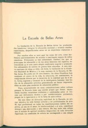 La Escuela de Bellas Artes