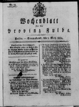 Nr. 18, Ausgabe vom 1. Mai 1824