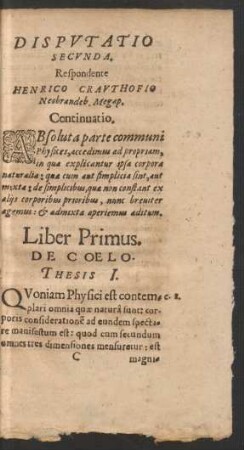 Liber Primus. De Coelo.