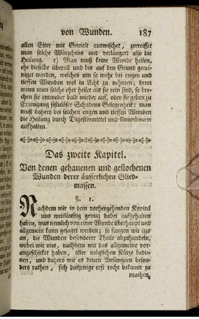 Das zweite Kapitel. Von denen gehauenen und gestochenen Wunden derer äusserlichen Gliedmassen.