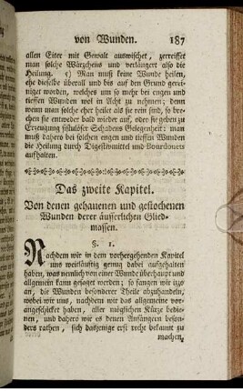 Das zweite Kapitel. Von denen gehauenen und gestochenen Wunden derer äusserlichen Gliedmassen.