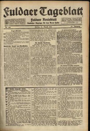 Ausgabe vom Freitag, den 12. August 1921.