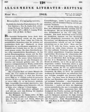 Geib, G.: Geschichte des römischen Criminalprocesses bis zum Tode Justinian's. Leipzig: Weidmann 1842