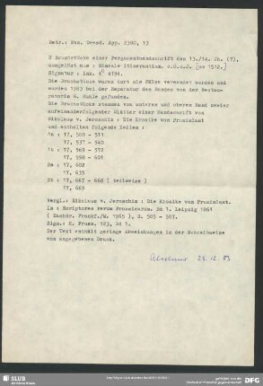 Kronike von Pruzinlant (Fragment) - Mscr.Dresd.App.2380,13