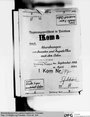 Abordnungen von Beamten und Angestellten in den Osten