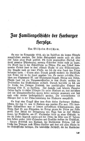 Zur Familiengeschichte der Harburger Herzöge.