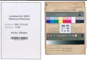 Entnazifizierung Wilhelm Kocks , geb. 18.06.1900 (Kaufmaennischer Angestellter)
