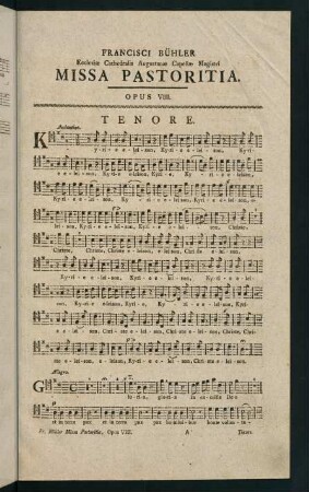 1-7, Tenore. Missa Pastoritia