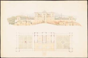Museum (?): Ansicht und Grundriss