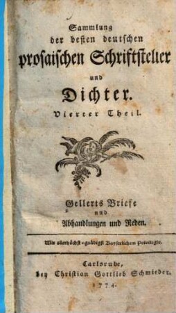 Gellerts sämmtliche Schriften, [4,1]. Briefe und Abhandlungen und Reden